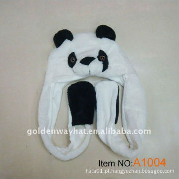 Chapéu de inverno de pelúcia com padrão de panda